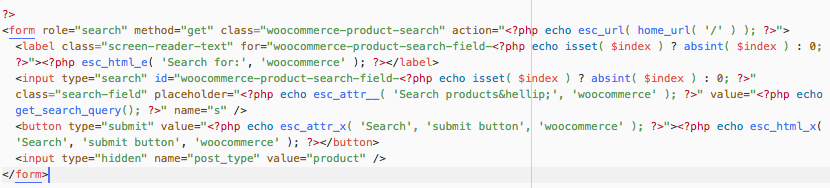 product search form code